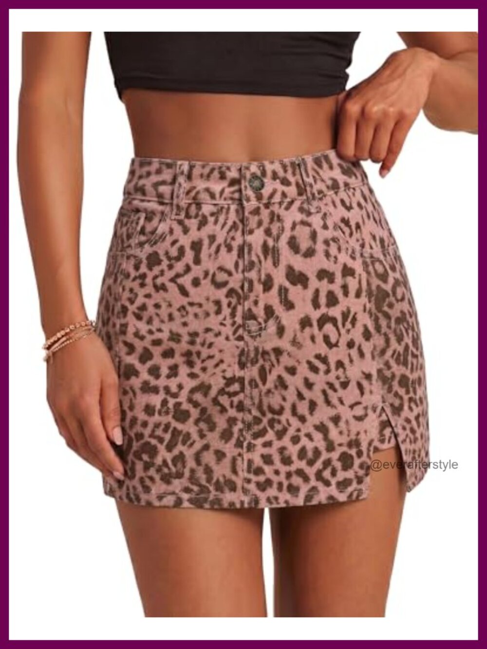 Denim Skort Mini Skirt with Shorts High Waisted Stretchy Slit Cotton